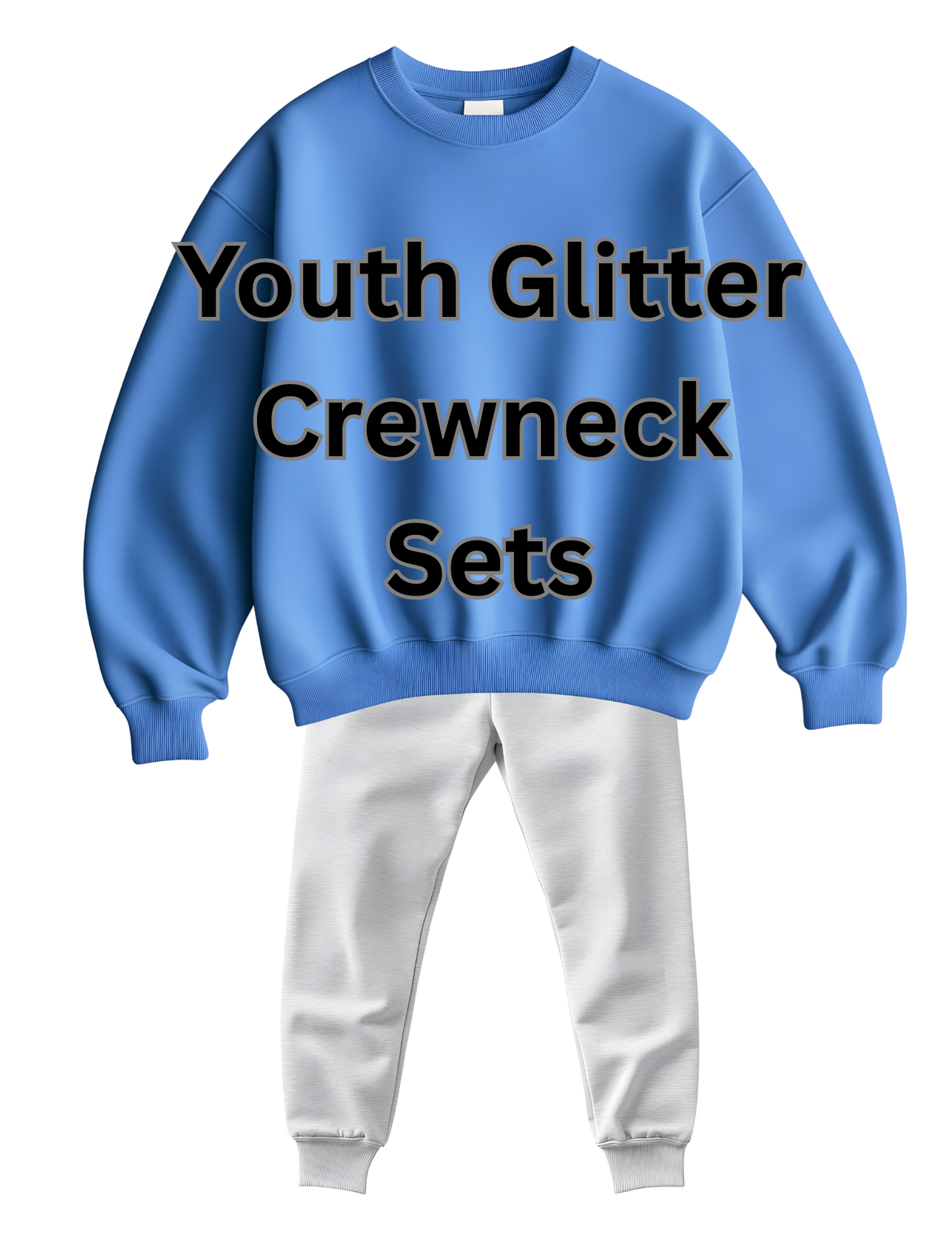 Youth Crewneck + Sweatpants Set | Glitter Custom