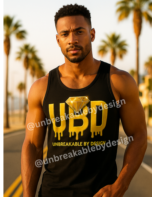 UBD Signature Tank – Black Gold Drip Edition | Unbreakable By Design